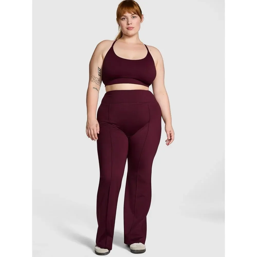 Victoria’s Secret PINK Burgundy Flare LEG Mid Rise Yoga Pant Leggings-SMALL - Picture 3 of 15